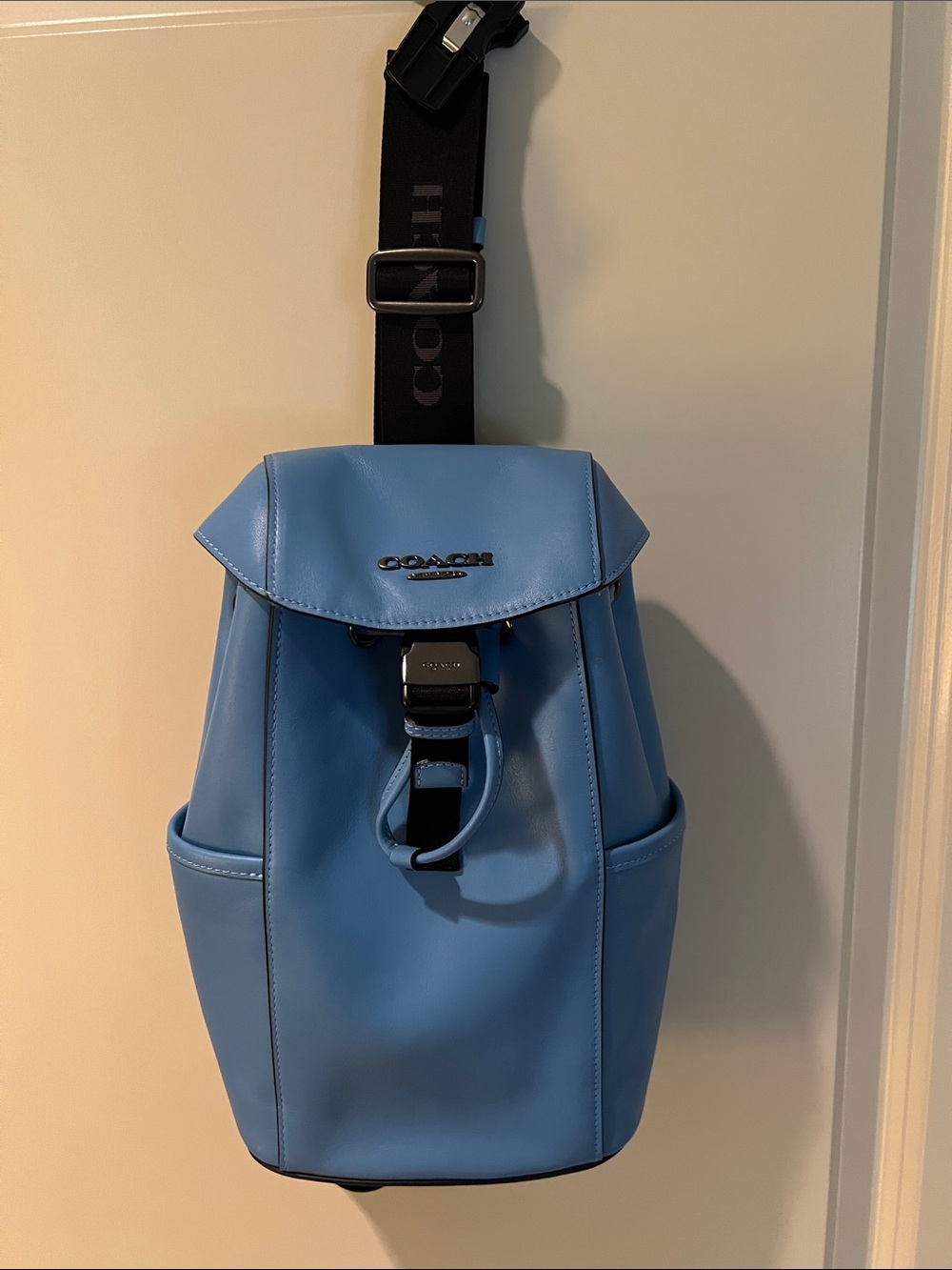 Coach Light Blue Leather Sling Backpack
